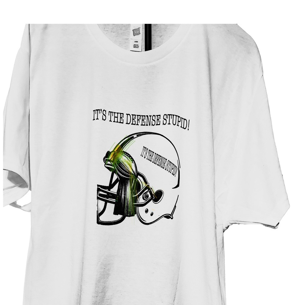 White Graphic T-Shirt with Football Helmet Design